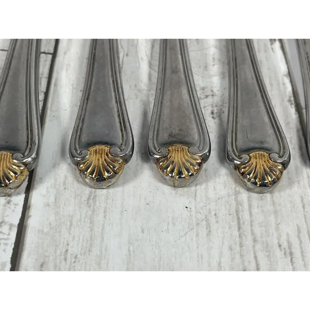 8 Dinner Knives Solid Pfaltzgraff Golden Korea Stainless 9